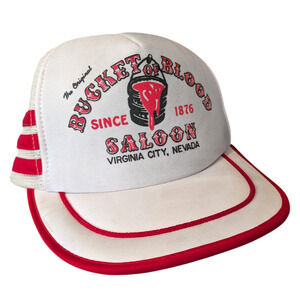 80's Three Stripe The Original Bucket of Blood Saloon Trucker Snapback Hat